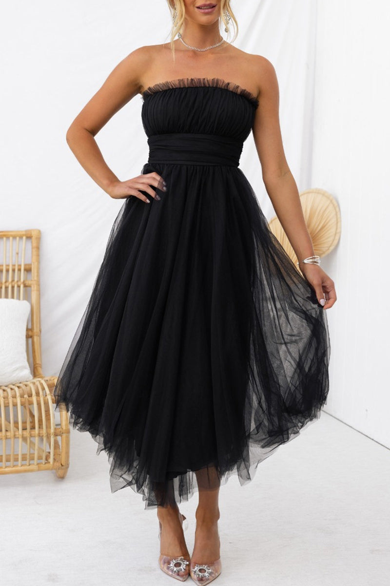 Kaynafashions - Celebrities Elegant Solid Zipper Strapless Evening Dress Dresses