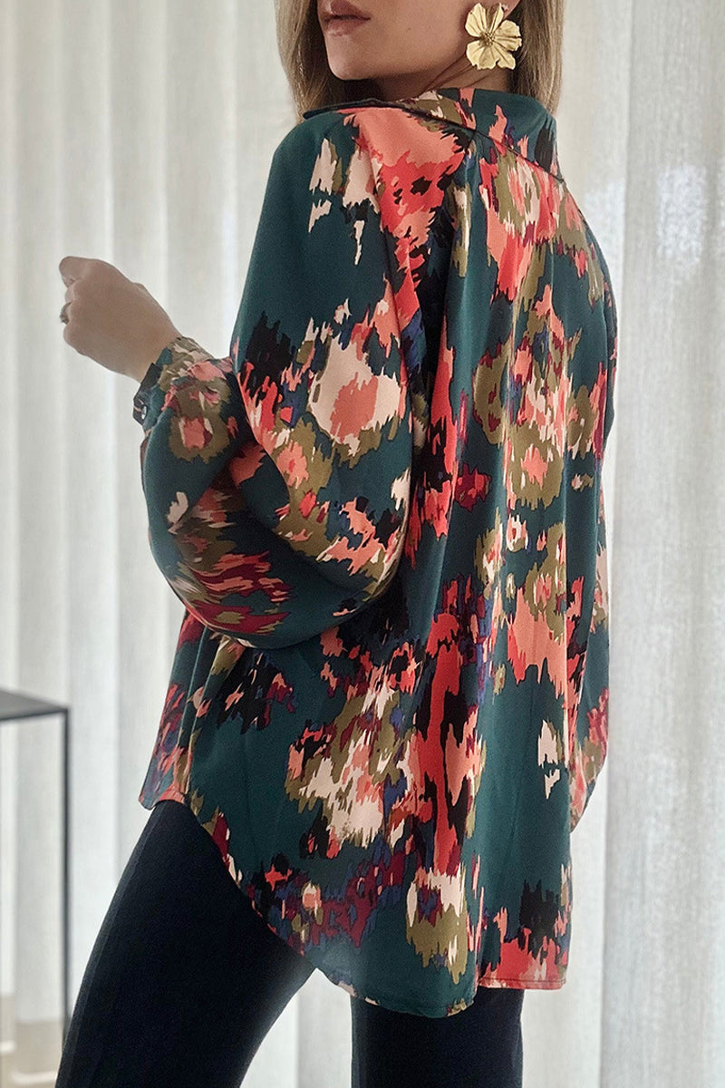 Kaynafashions - Work Elegant Print Patchwork V Neck Tops