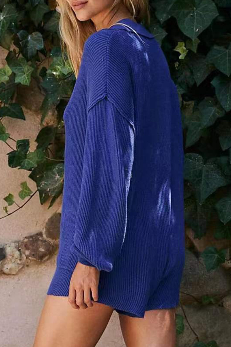 Kaynafashions - Casual Simplicity Solid Buttons V Neck Loose Jumpsuits