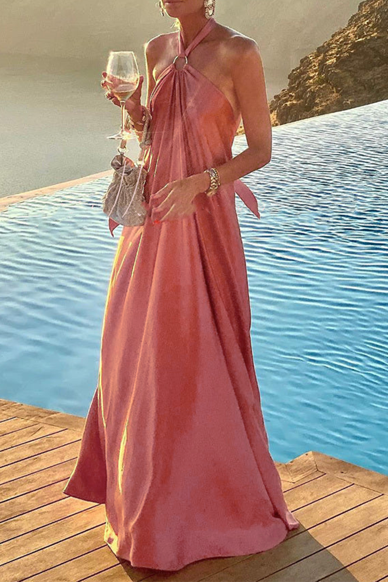 Kaynafashions - Casual Solid Patchwork Halter Straight Dresses(3 colors)