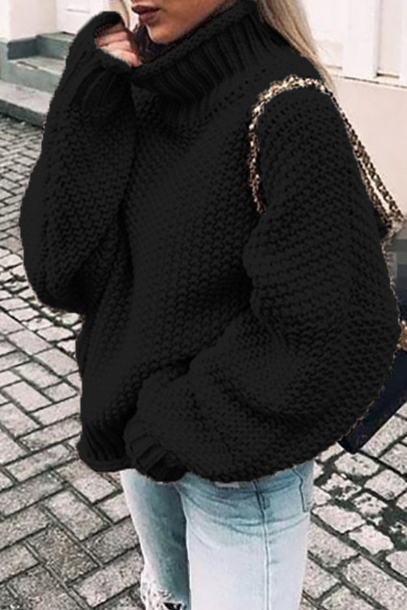 Kaynafashions - Fashion Casual Solid Patchwork Turtleneck Sweaters(14 Colors)