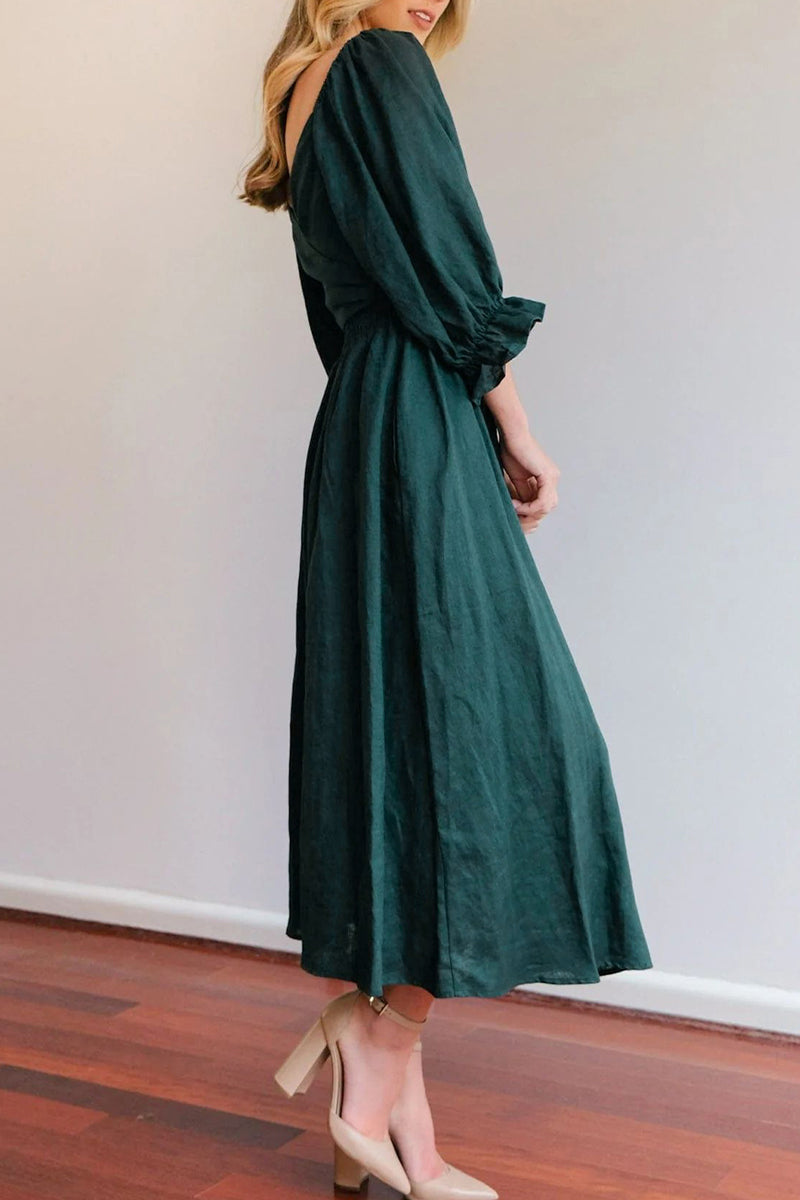 Kaynafashions - Elegant Solid Flounce Square Collar A Line Dresses(5 Colors)