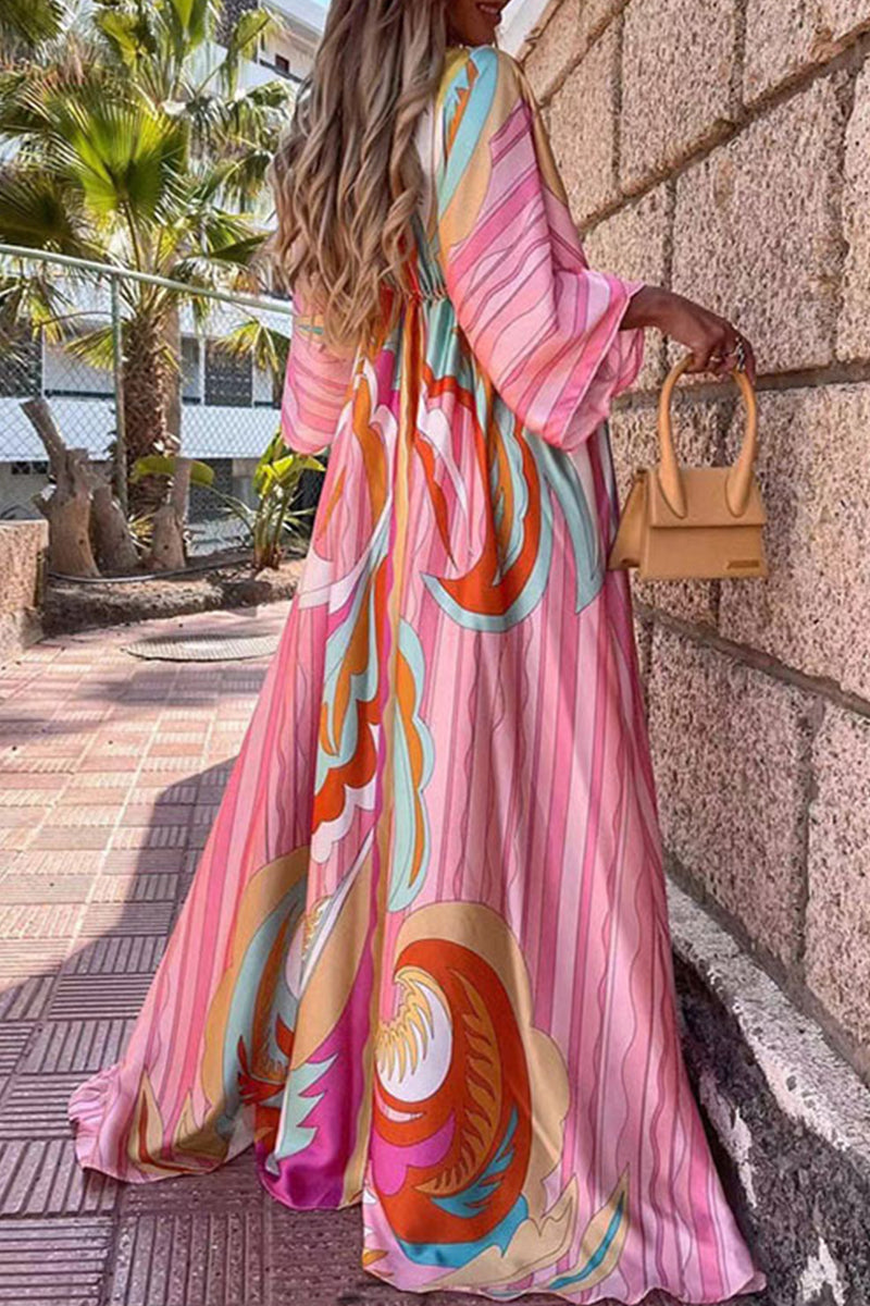 Kaynafashions - College Vacation Print Frenulum Beach Dress Dresses(6 Colors)