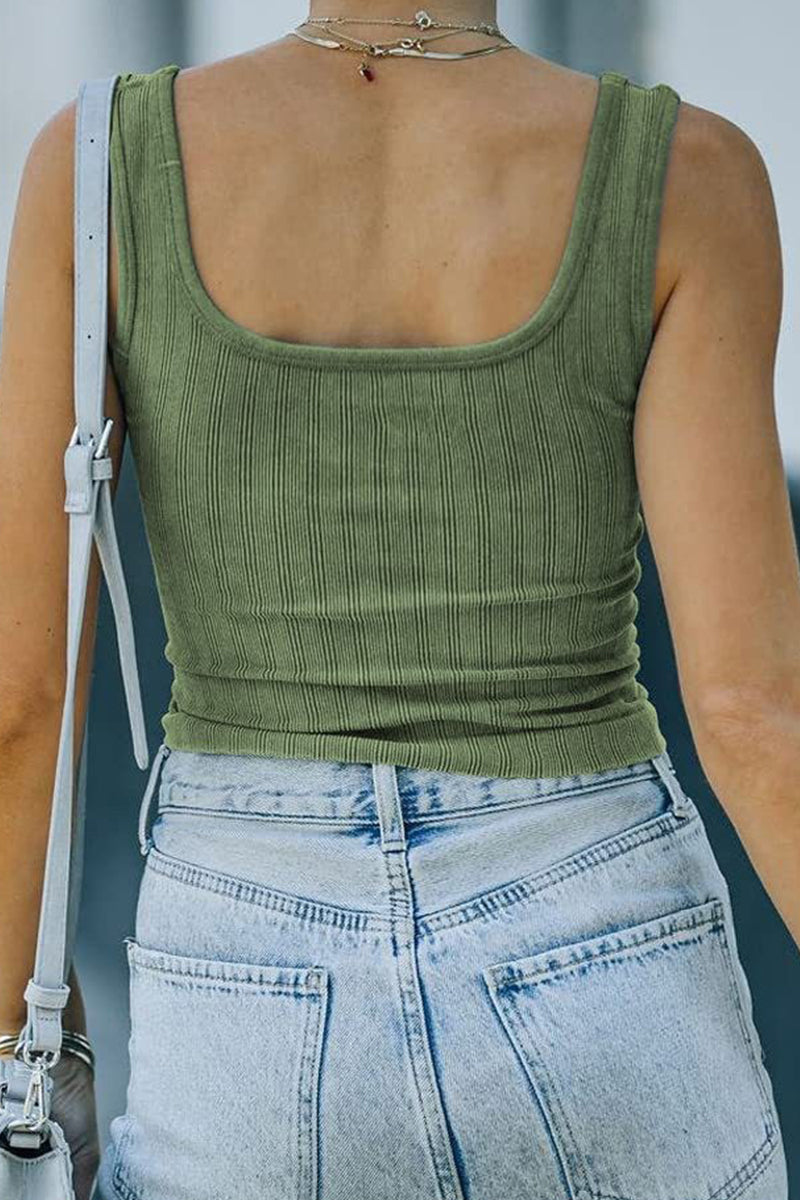 Kaynafashions - Casual Solid Patchwork Square Collar Tops