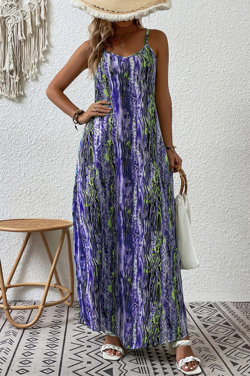 Kaynafashions - Casual College Print Patchwork O Neck Sling Dress Dresses