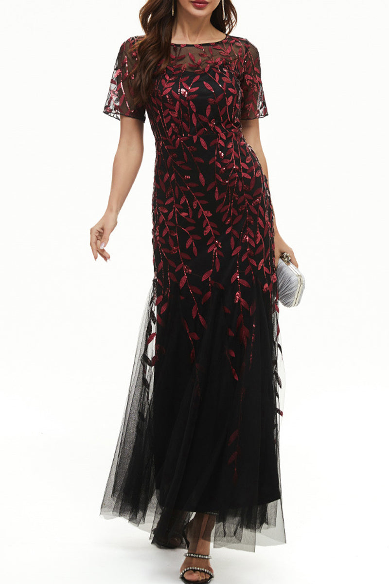 Kaynafashions - Celebrities Elegant Patchwork Sequins O Neck Evening Dress Dresses