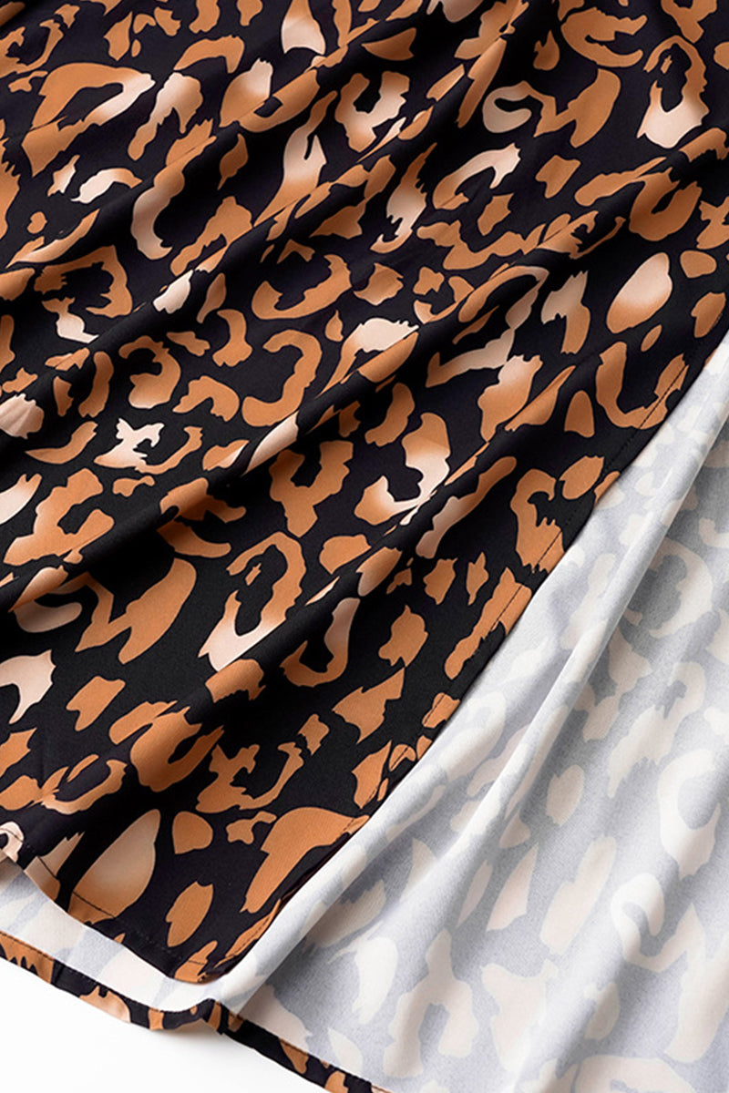 Kaynafashions - Sexy Animal Print V Neck Irregular Dress Dresses(3 Colors)