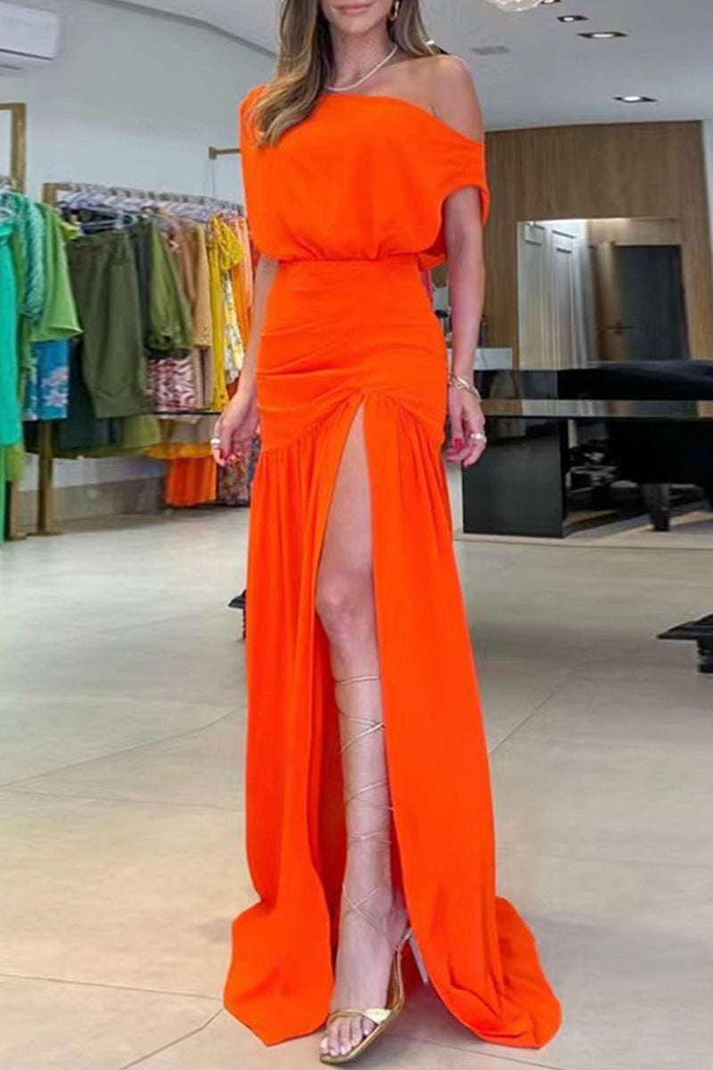 Kaynafashions - Sexy Formal Solid High Opening Off the Shoulder Dresses(3 Colors)
