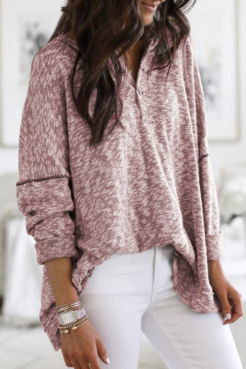 Kaynafashions - Casual Solid Buttons V Neck Tops