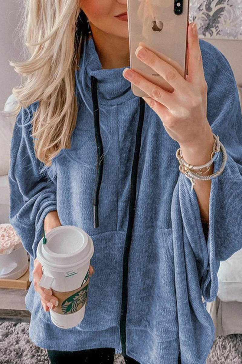 Kaynafashions - Fashion Solid Draw String Half A Turtleneck Tops(4 colors)