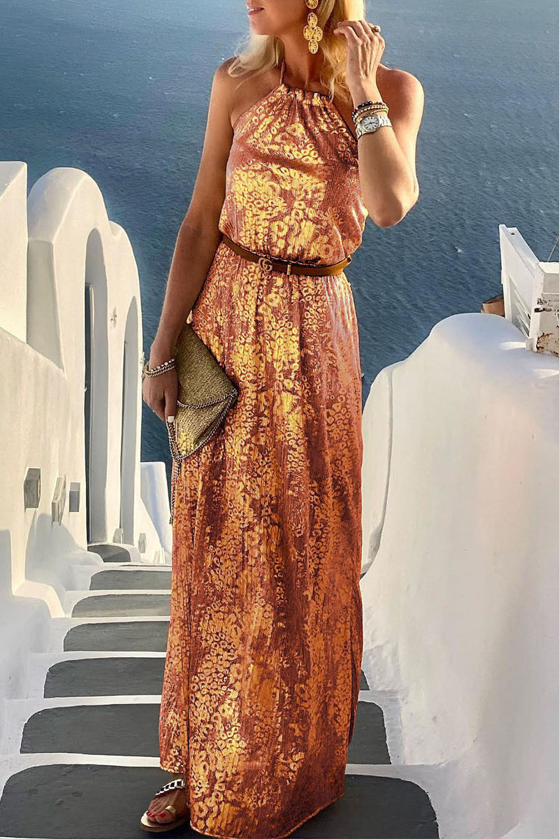 Kaynafashions - Elegant Vacation Backless Without Belt Halter A Line Dresses(6 Colors)