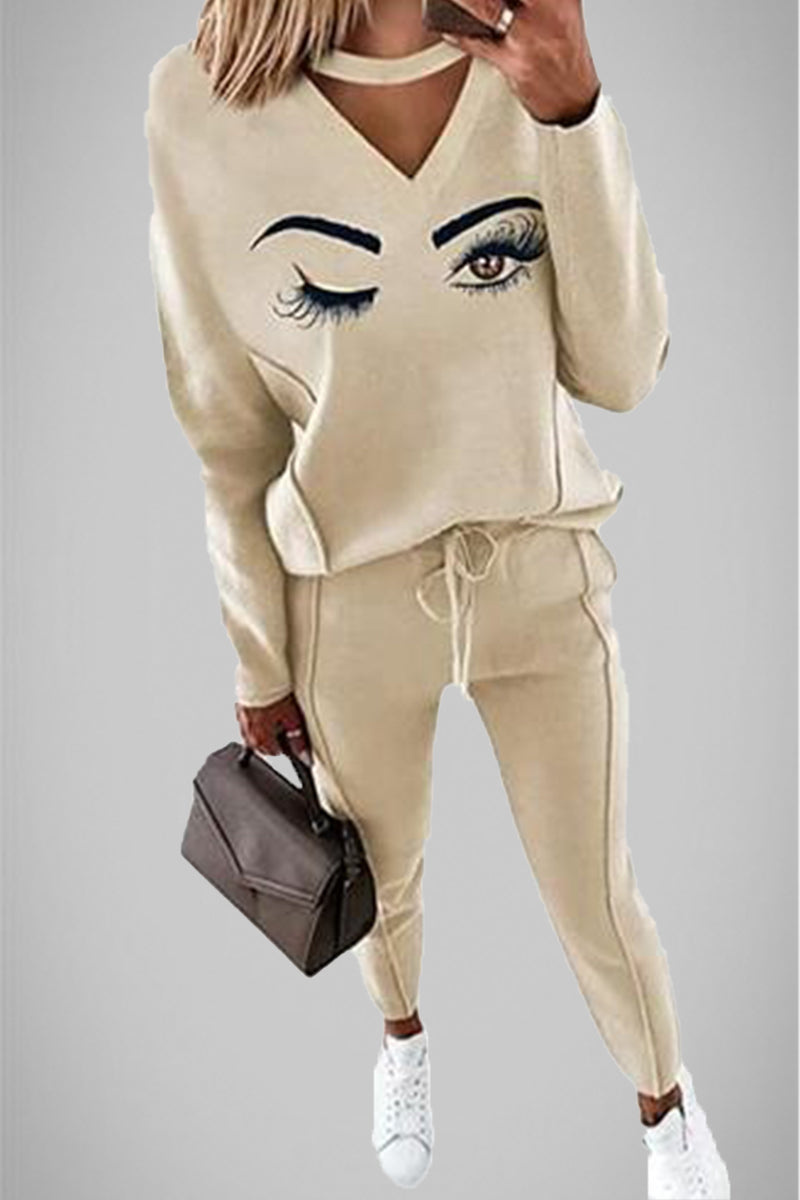 Kaynafashions - Casual Street Solid Patchwork V Neck Long Sleeve Two Pieces(4 Colors)