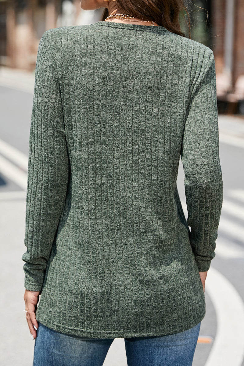 Kaynafashions - Street Solid Buttons O Neck Tops