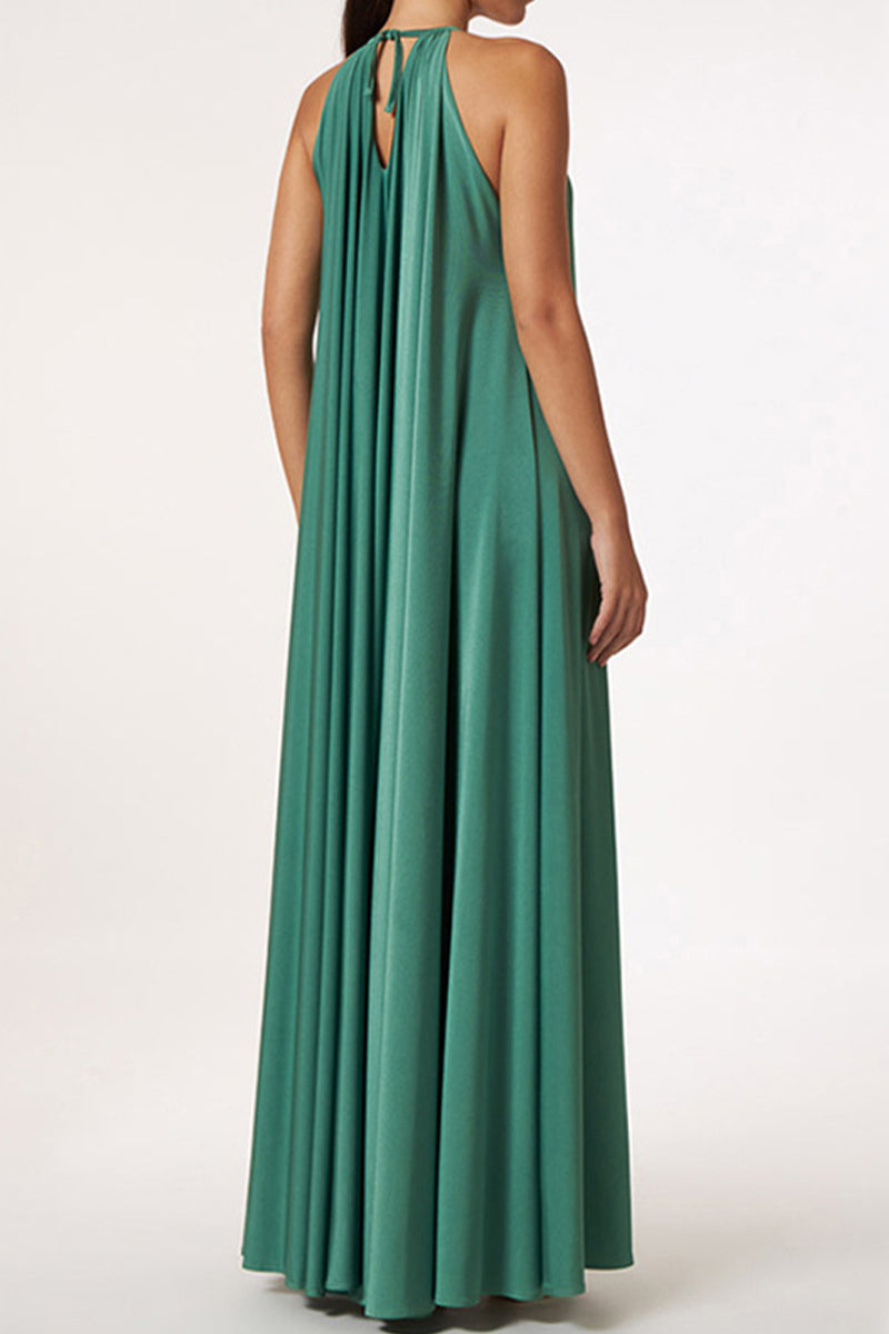 Kaynafashions - Casual Simplicity Solid Patchwork Halter A Line Dresses(4 Colors)