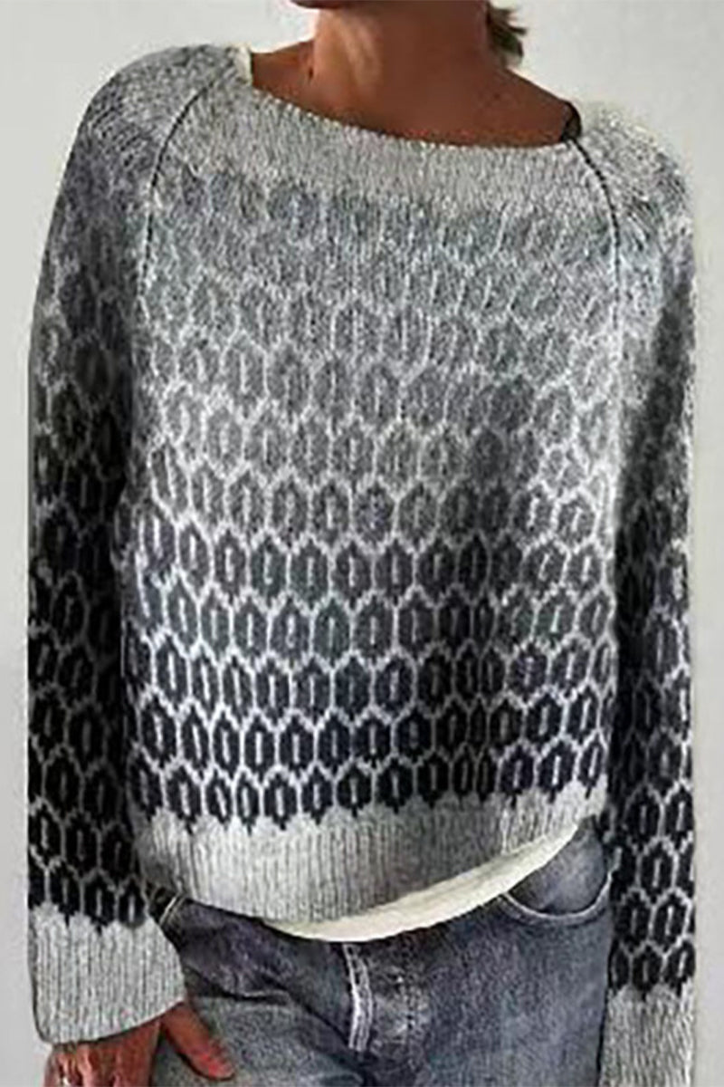 Kaynafashions - Casual Color Block Contrast O Neck Sweaters(8 Colors)