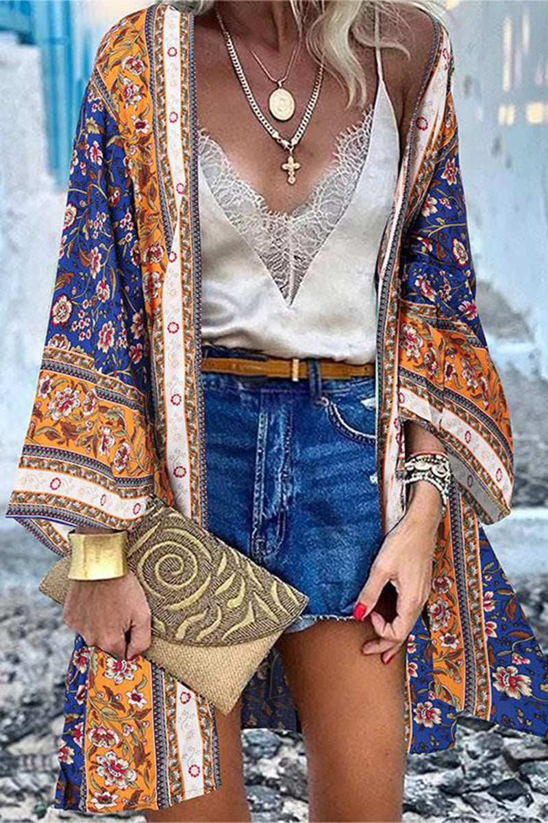 Kaynafashions - College Print Patchwork Cardigan Collar Outerwear