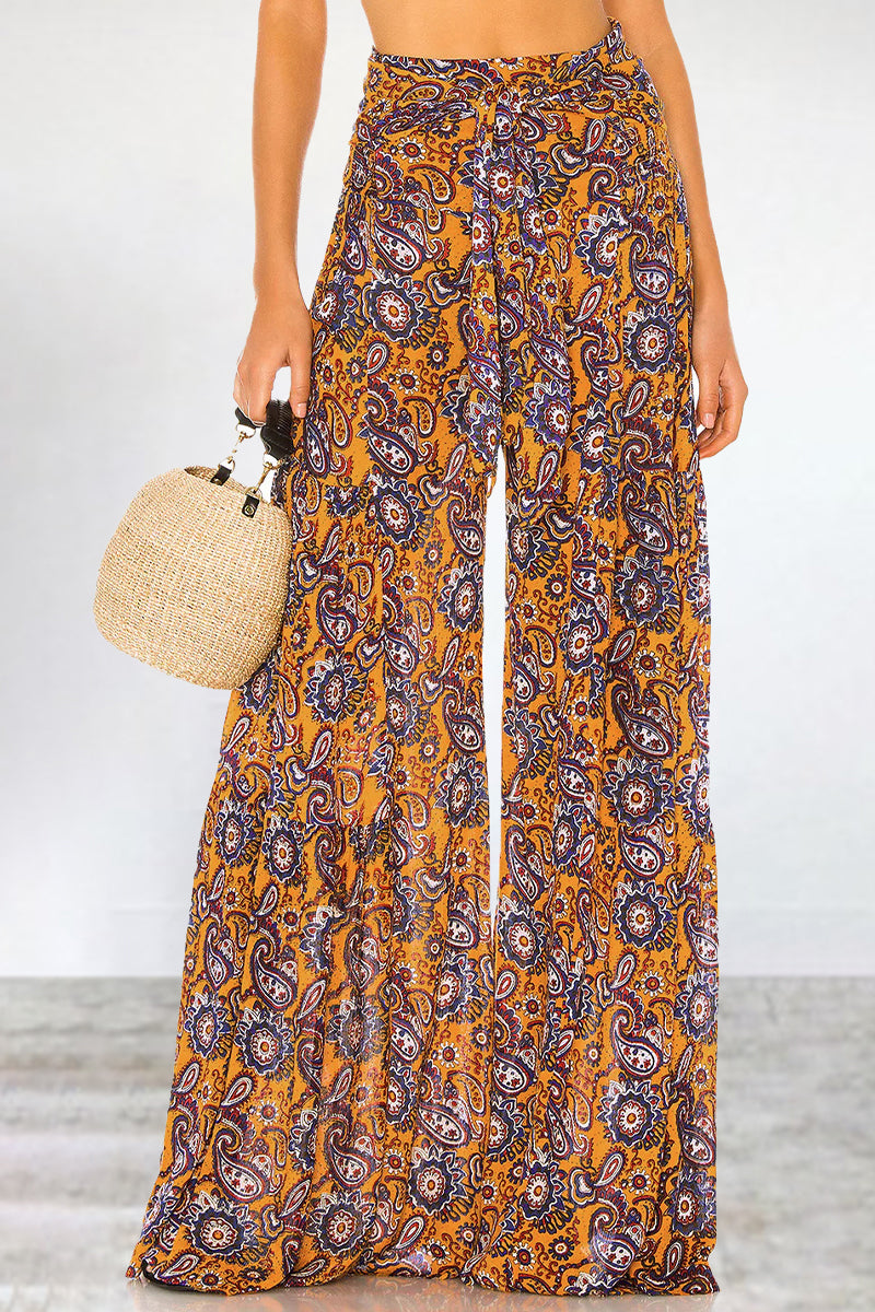 Kaynafashions - Casual Street Print Fold Loose High Waist Wide Leg Bottoms(21 Colors)