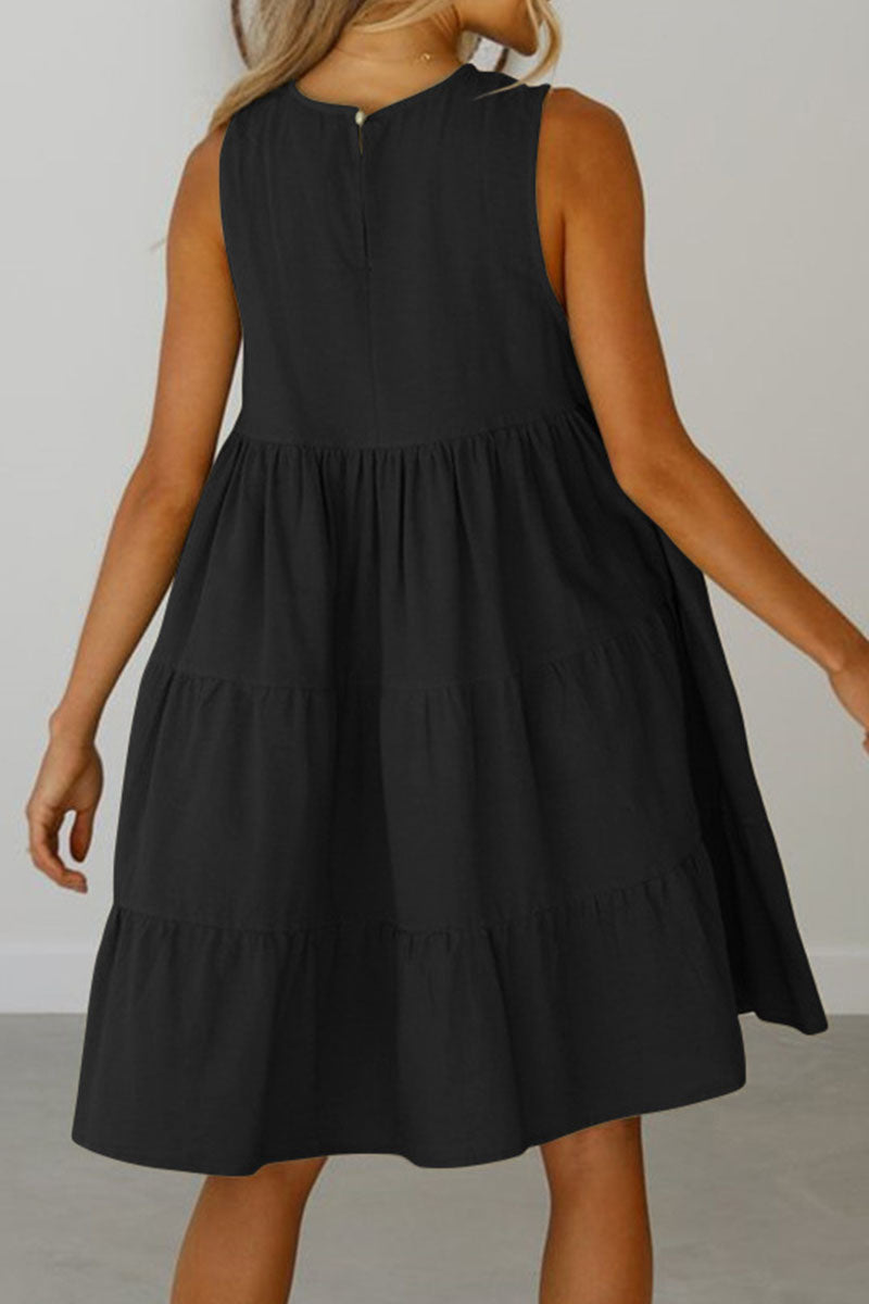 Kaynafashions - Fashion Casual Solid Patchwork O Neck Princess Dresses(6 Colors)