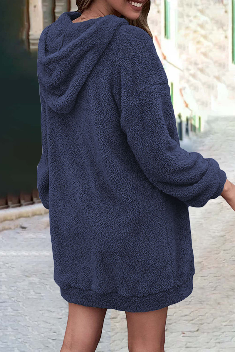 Kaynafashions - Fashion Solid Patchwork Hooded Collar Tops(6 Colors)