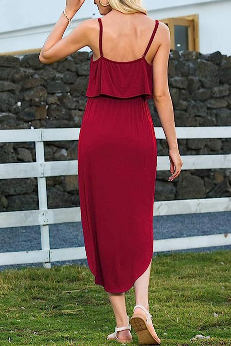 Kaynafashions - Casual Vacation Solid Backless U Neck Beach Dress Dresses(7 Colors)