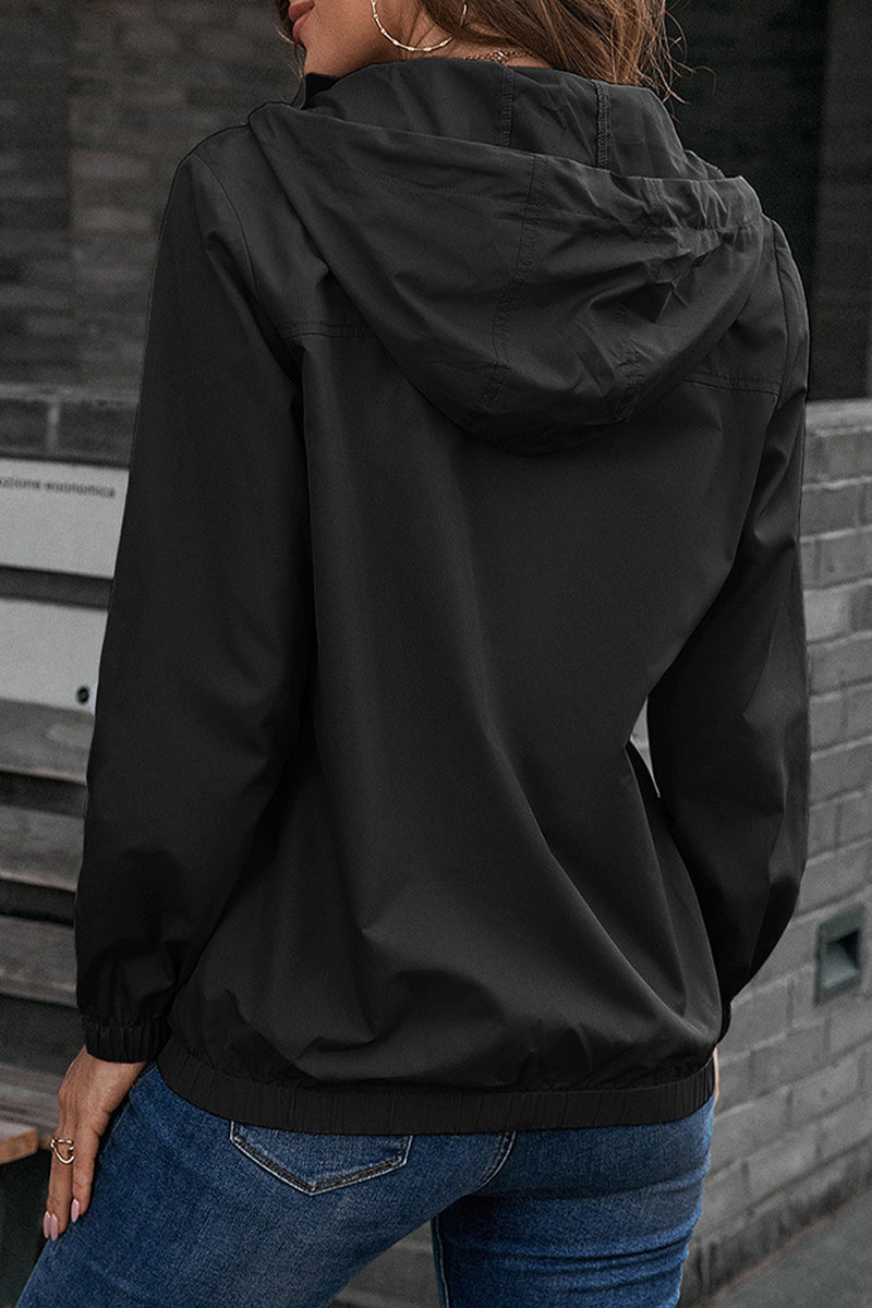 Kaynafashions - Casual Sportswear Solid Pocket Hooded Collar Outerwear