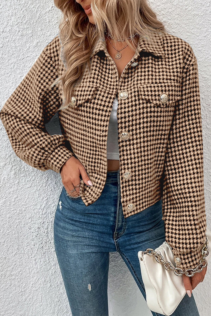 Kaynafashions - Casual Plaid Buttons Turndown Collar Outerwear