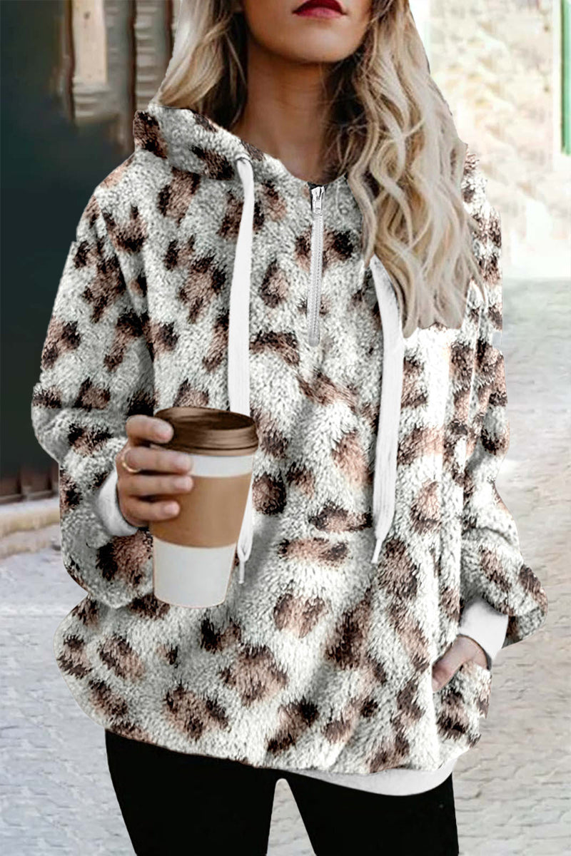 Kaynafashions - Street Print Printing Hooded Collar Tops