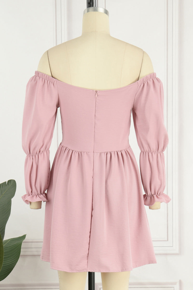 Kaynafashions - Elegant Simplicity Solid With Bow Off the Shoulder A Line Dresses(4 Colors)