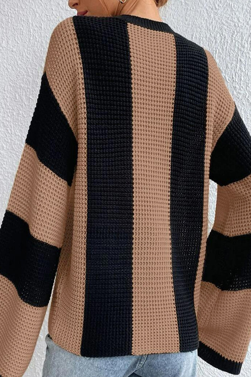 Kaynafashions - Casual Striped Contrast O Neck Tops