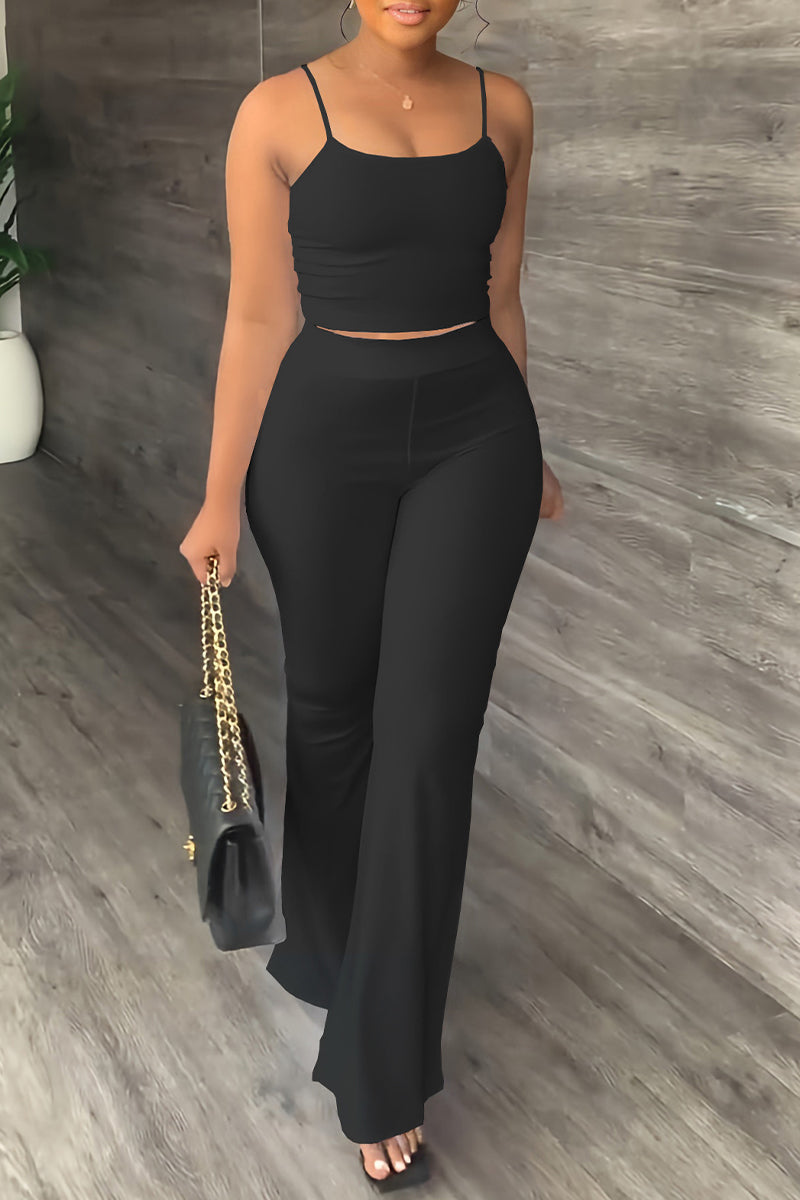 Kaynafashions - Casual Simplicity Solid Backless U Neck Sleeveless Two Pieces(4 Colors)