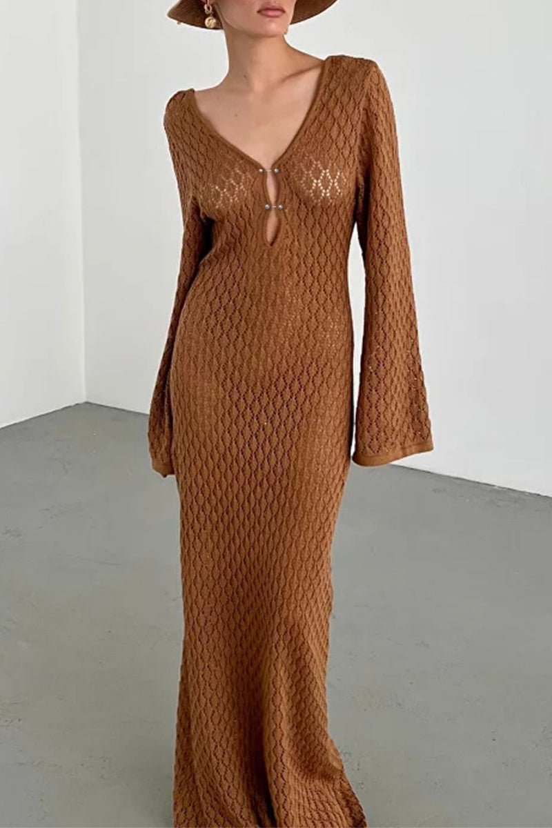 Kaynafashions - Sexy Solid Hollowed Out Swimwears Cover Up