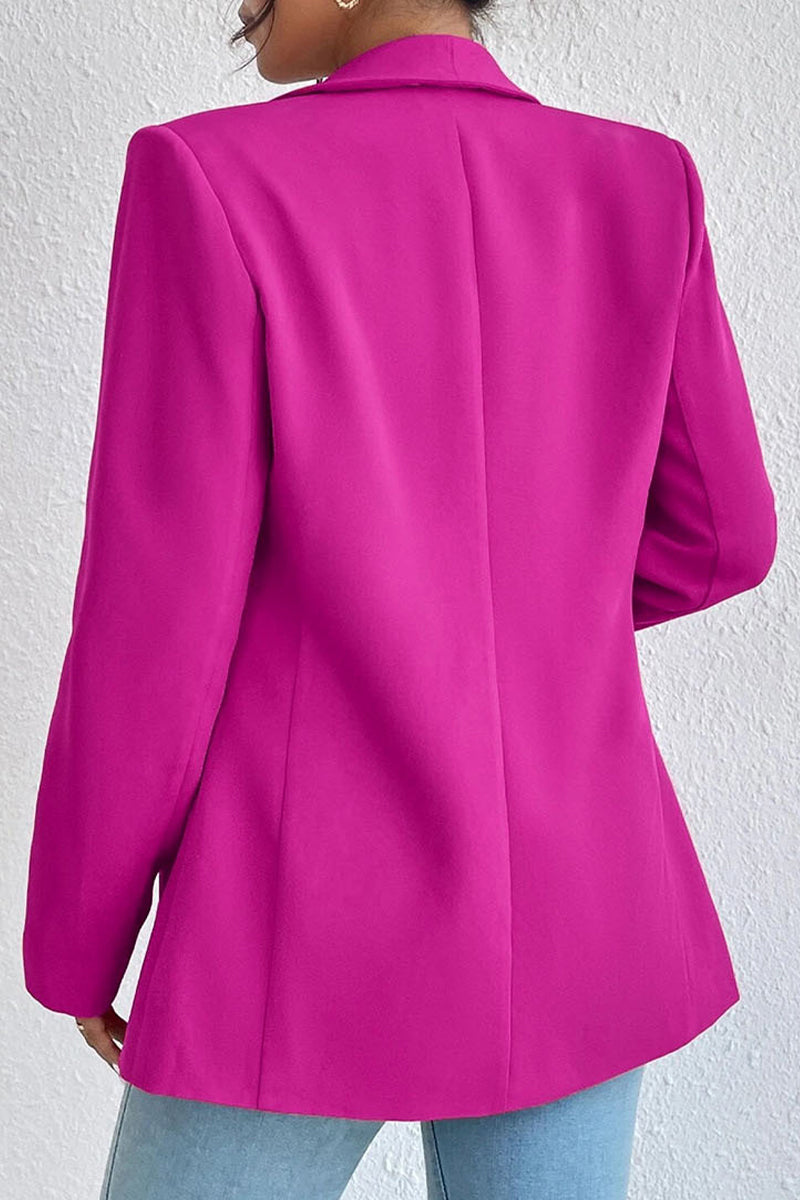 Kaynafashions - Work Solid Pocket Turn-back Collar Outerwear