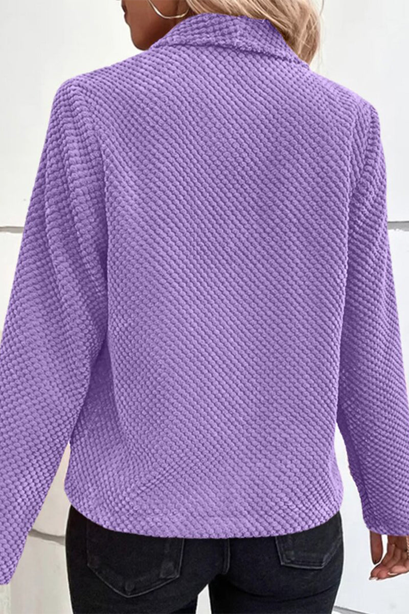 Kaynafashions - Casual Simplicity Solid Turndown Collar Outerwear