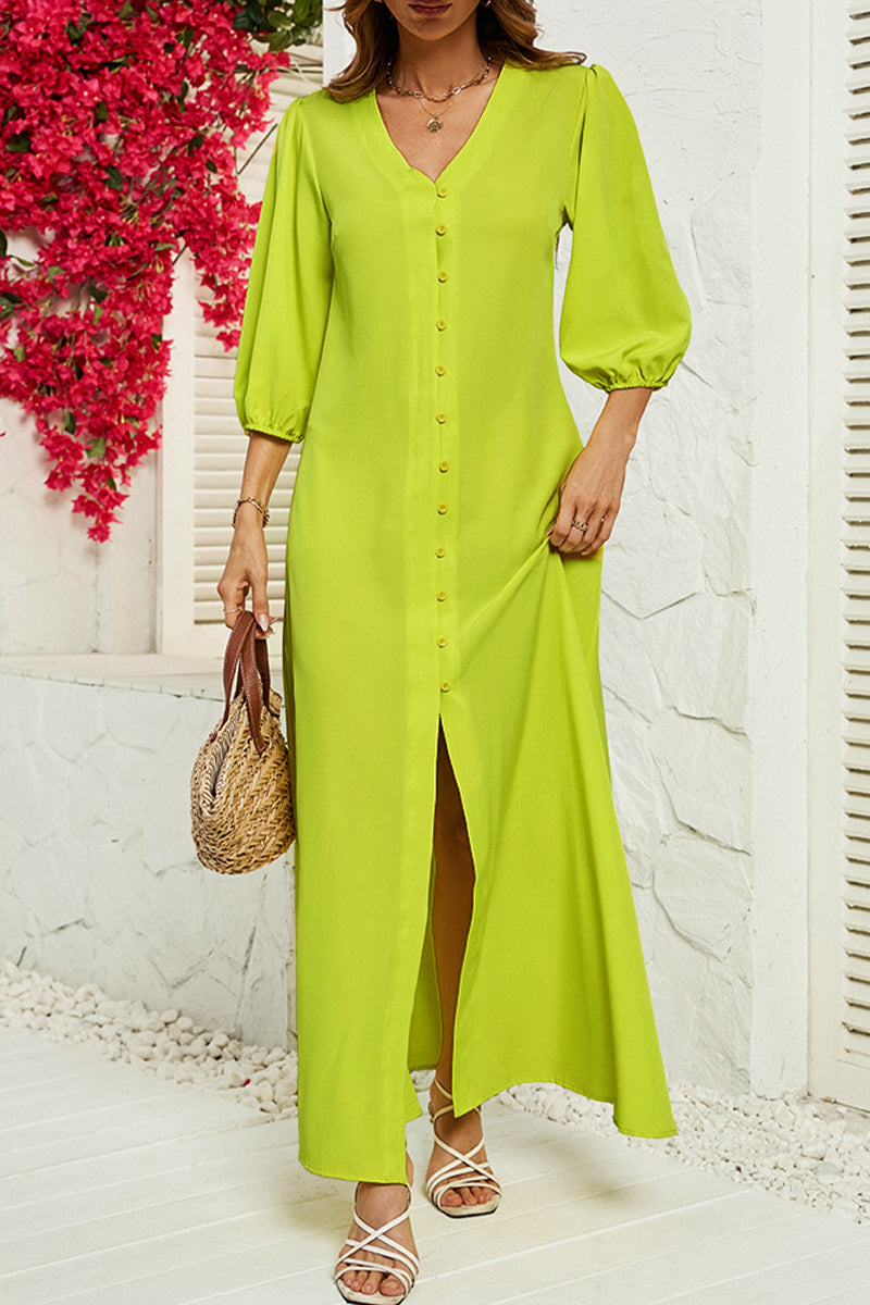 Kaynafashions - Casual Solid Buckle Shirt Dress Dresses(3 Colors)