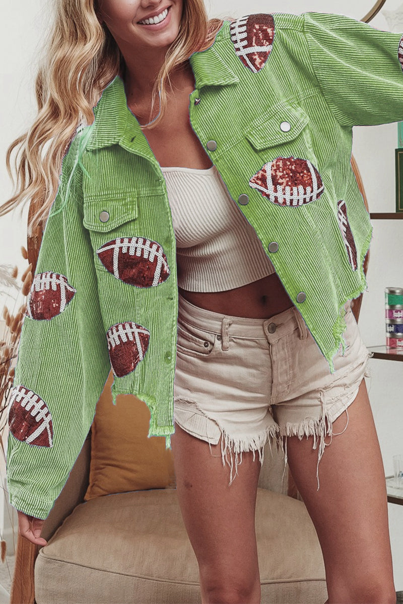 Kaynafashions - Elegant Solid Sequins Make Old Turndown Collar Outerwear