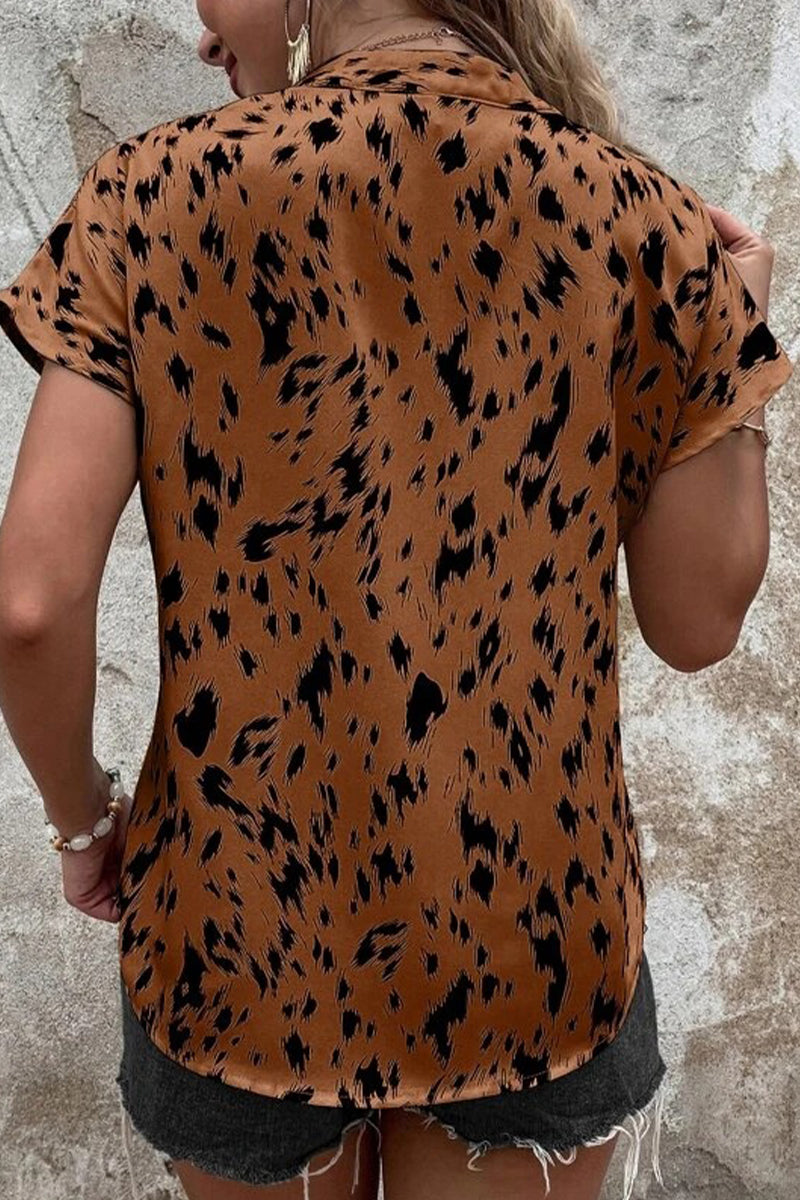 Kaynafashions - Casual Street Print Patchwork V Neck Tops(6 Colors)