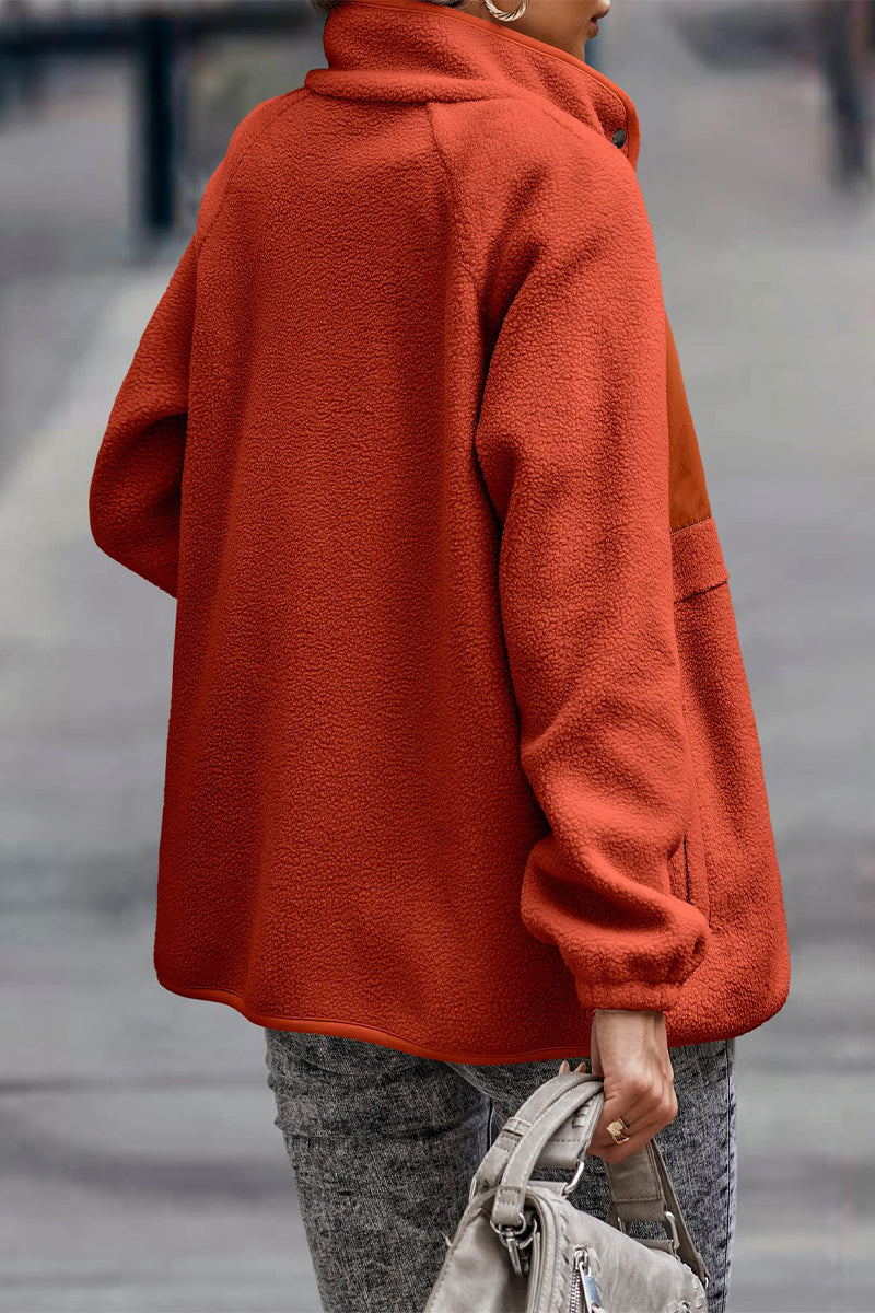 Kaynafashions - Casual Solid Patchwork Pocket Half A Turtleneck Outerwear(7 Colors)