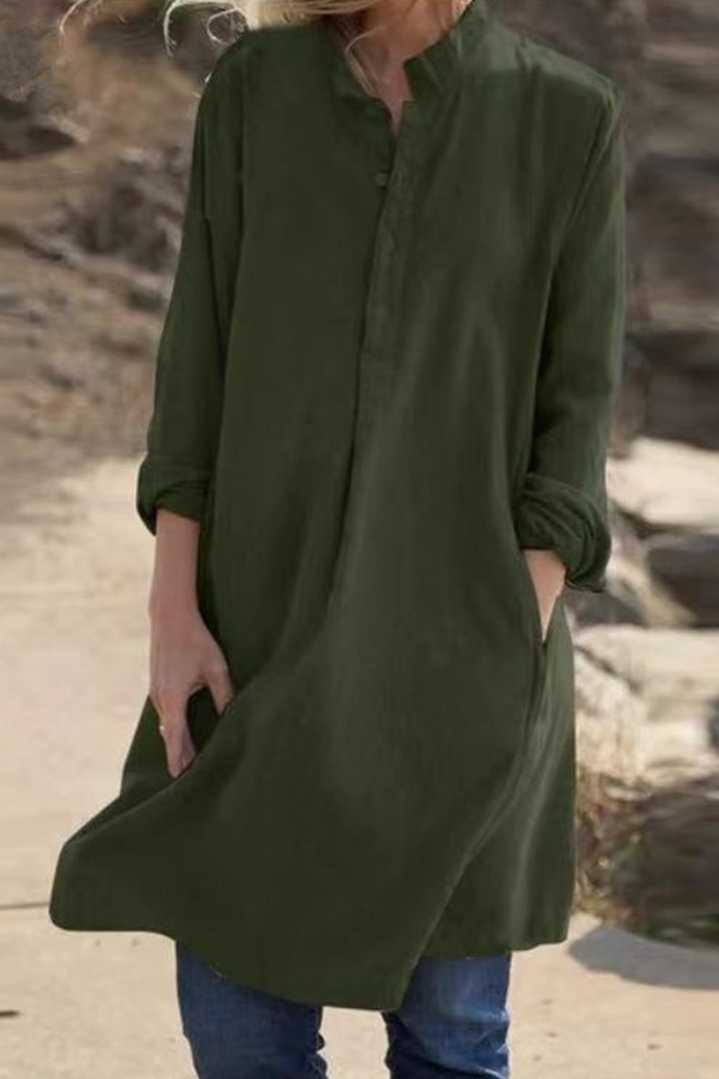 Kaynafashions - Casual Solid Patchwork V Neck Straight Dresses