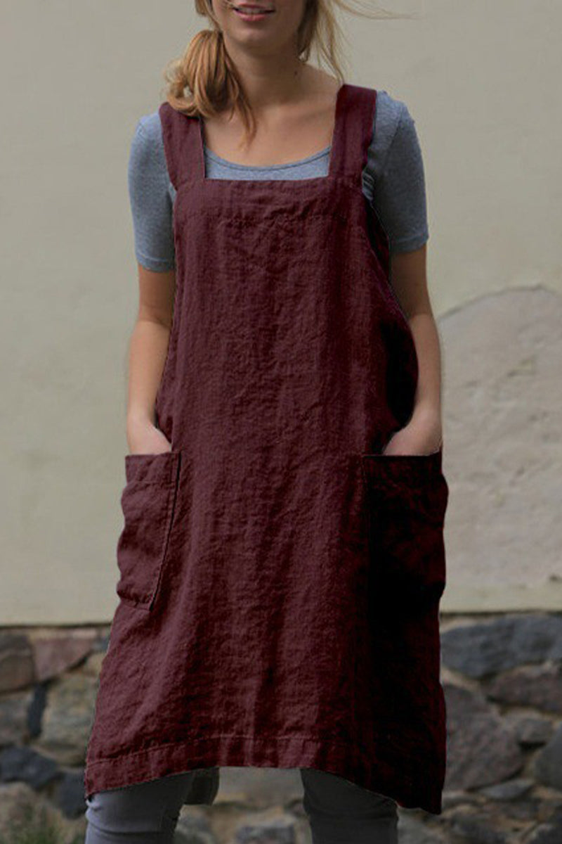 Kaynafashions - Casual Daily Solid Pocket Square Collar Irregular Dress Dresses(6 Colors)