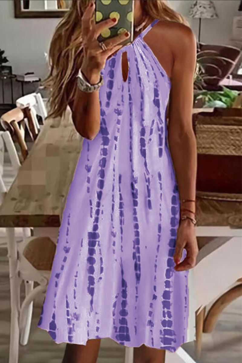 Kaynafashions - Casual Print Split Joint Halter Straight Dresses(5 colors)