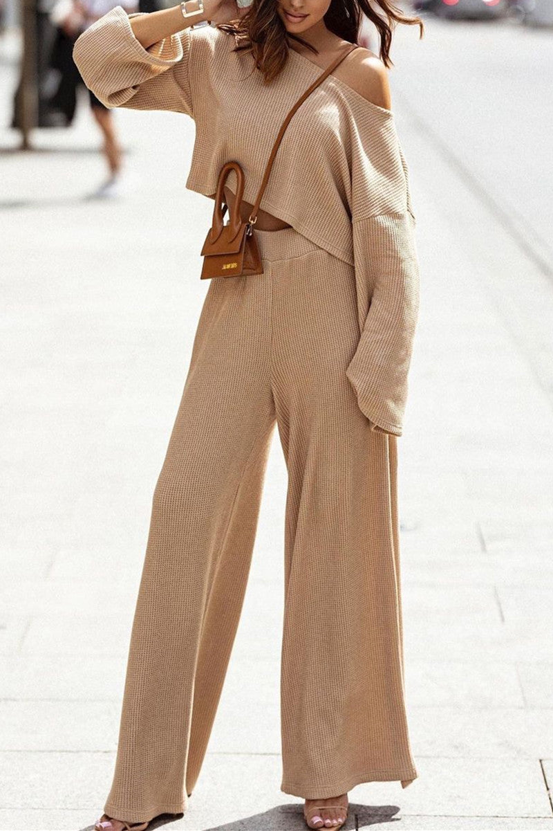 Kaynafashions - Fashion Sexy Off the Shoulder Long Sleeve Two Pieces(3 Colors)