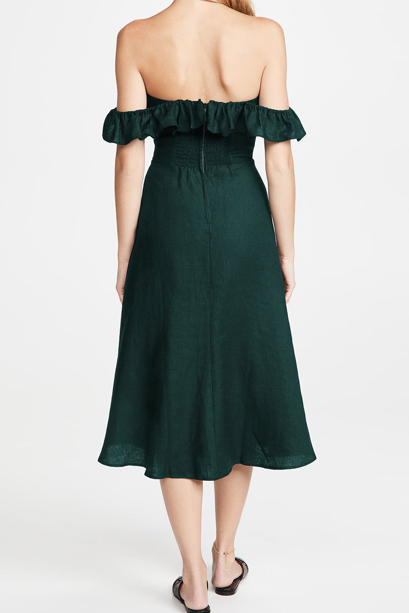 Kaynafashions - Celebrities Elegant Solid Flounce Slit Square Collar Princess Dresses