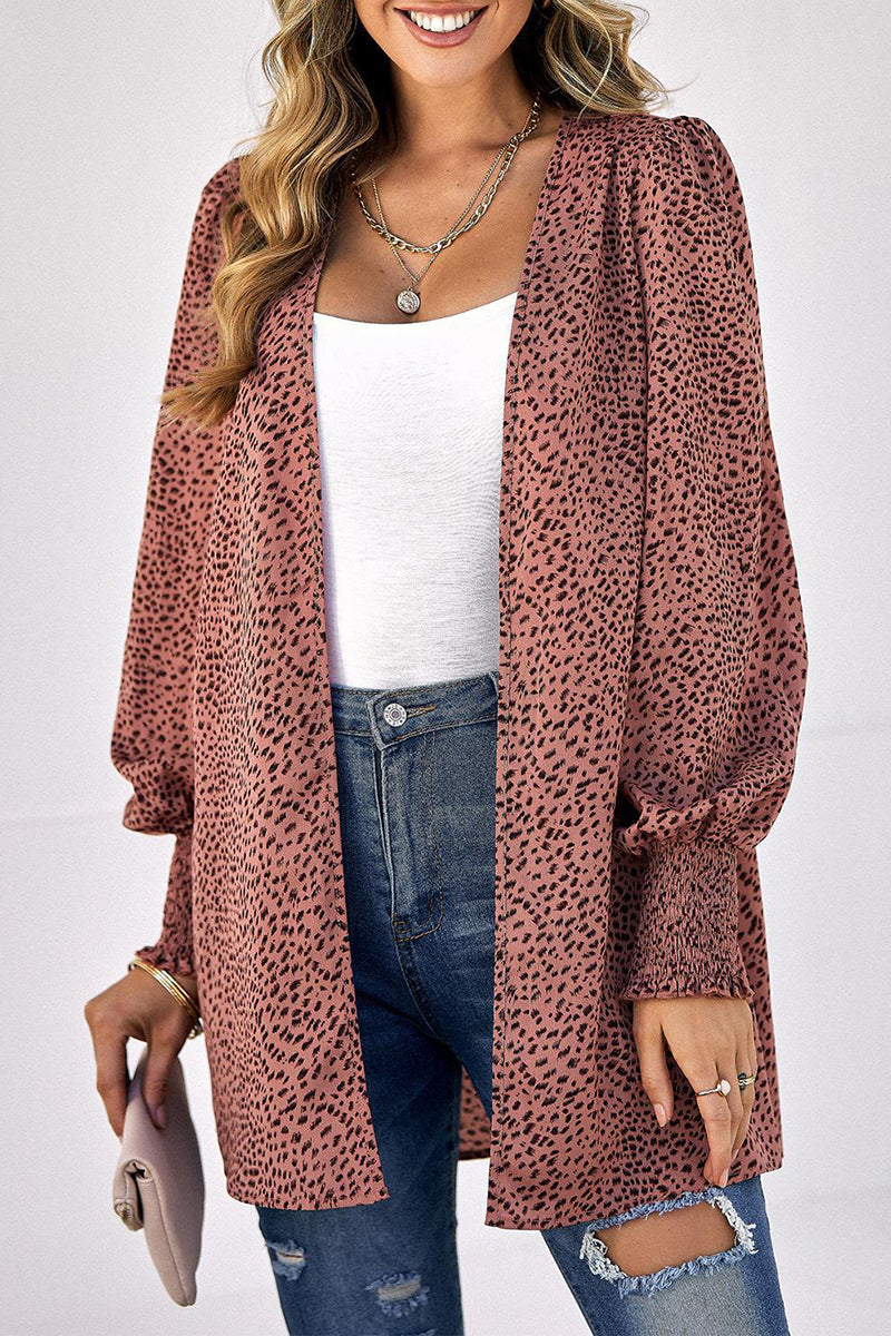 Kaynafashions - Elegant Leopard Printing Conventional Collar Tops(3 Colors)