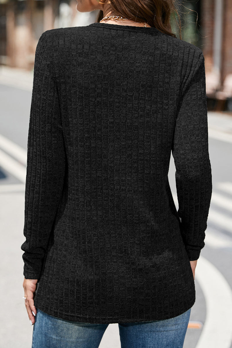 Kaynafashions - Street Solid Buttons O Neck Tops