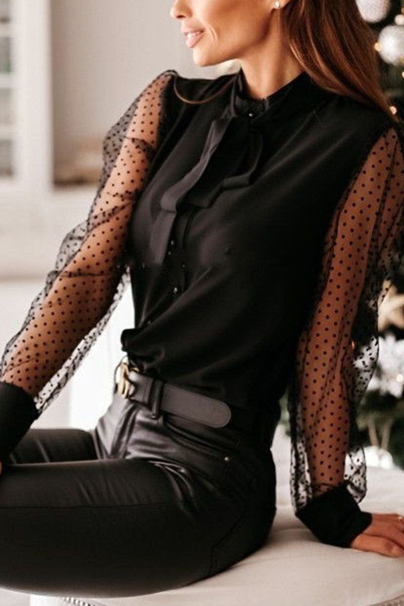 Kaynafashions - Fashion Street Solid Patchwork O Neck Blouses