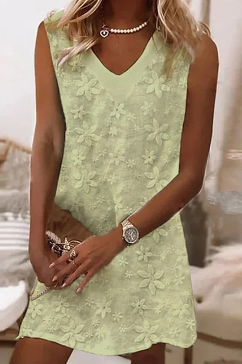 Kaynafashions - Casual Sweet Solid Embroidered Vest Dress Dresses