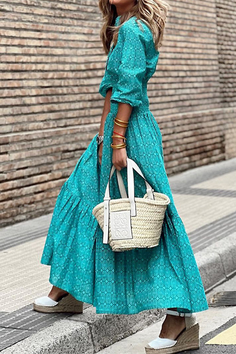 Kaynafashions - Casual Elegant Geometric Fold Shirt Collar A Line Dresses