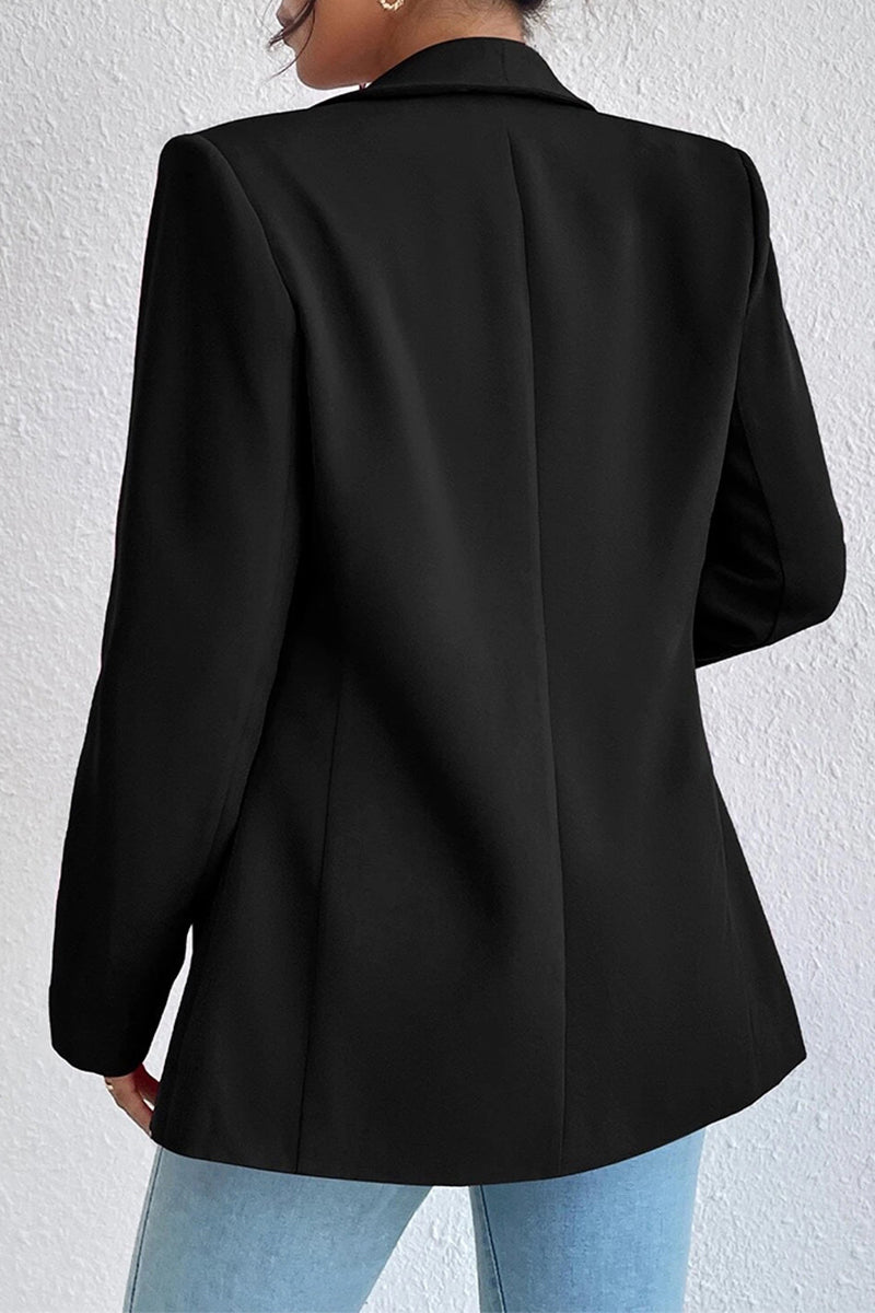 Kaynafashions - Work Solid Pocket Turn-back Collar Outerwear