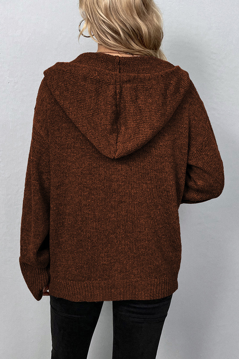 Kaynafashions - Casual Solid Buttons Hooded Collar Tops