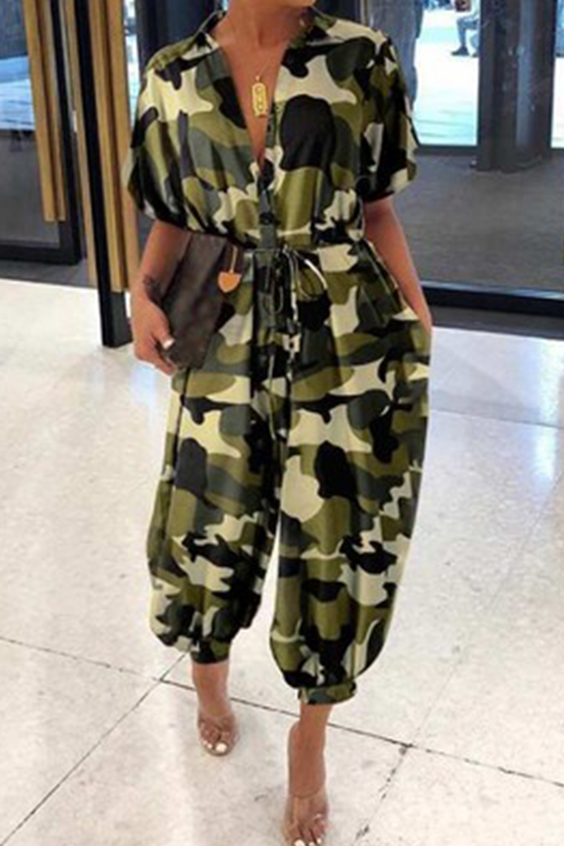 Kaynafashions - Casual Print Patchwork V Neck Harlan Jumpsuits(9 Colors)